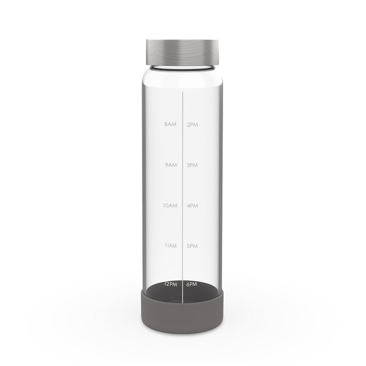 34oz Glass Motivational Water Bottle With Time Markings